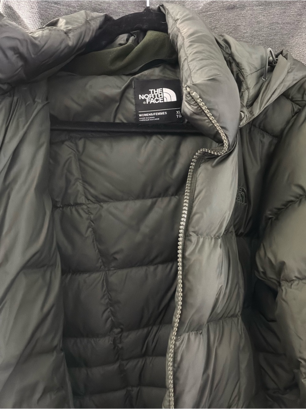 The North Face Women's Olive Green Long Down Puffer Coat with Hood - Picture 2 of 7